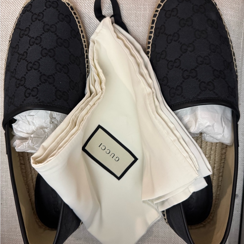 Gucci Navy Espadrilles with Logo Dust Bag